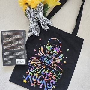 Kiehl’s Since 1851 Rocks Skeleton Canvas Tote Bag Black NWOT